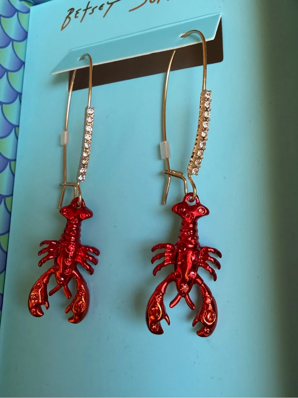 Betsey Johnson Red Lobster Dangle Earrings